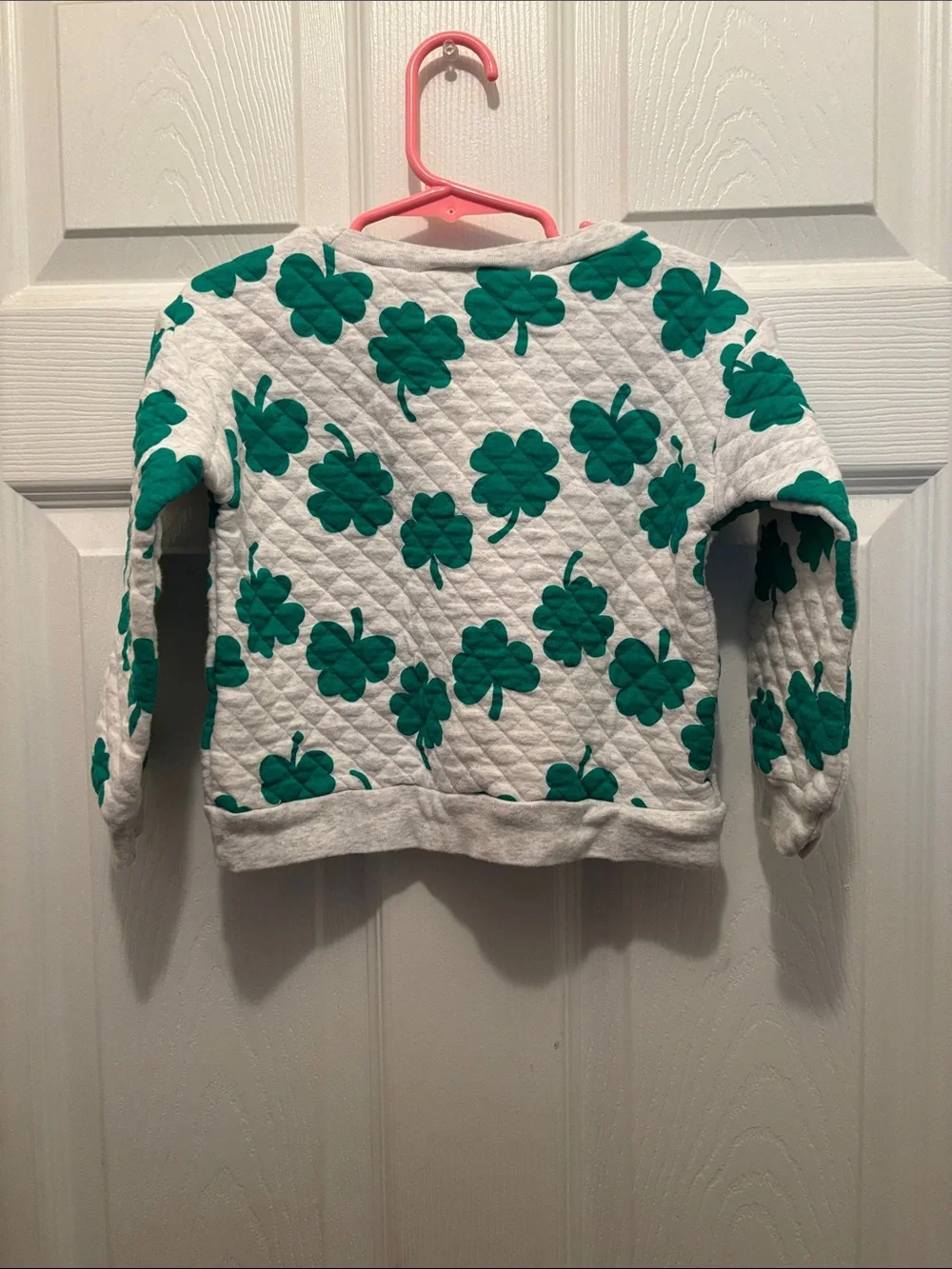 Carter's Cream Quilted Sweatshirt with Green Clover Print
